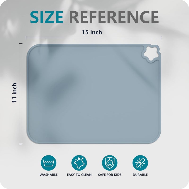 Cutebe Silicone Placemat for Toddles Kids Non-Slip Reusable Portable Kids Placemats for Dinning Table Heat Resistant Placemats, Baby Placemat Stain Resistant Silicone Mat for Dining Table 3 Pack - Image 2